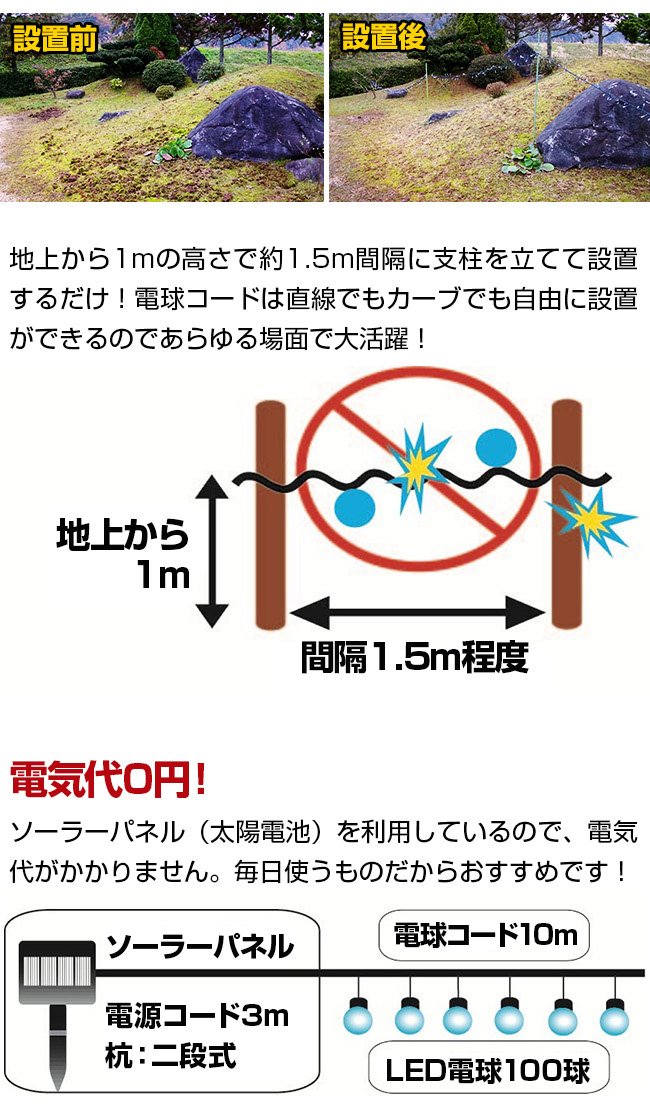 Amazon | LED通せんぼBig！ イノシシ対策 | 害獣・害虫対策器
